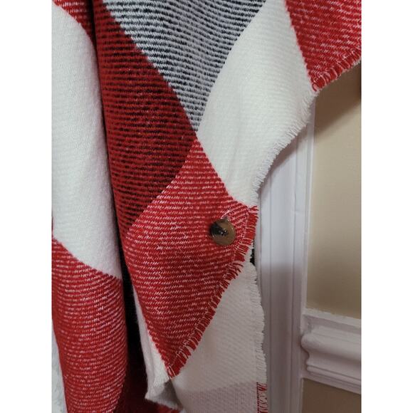 Lane Bryant Red Check Open Front Poncho Wrap Shawl, Women's Plus, Size 14/20 - Picture 6 of 9
